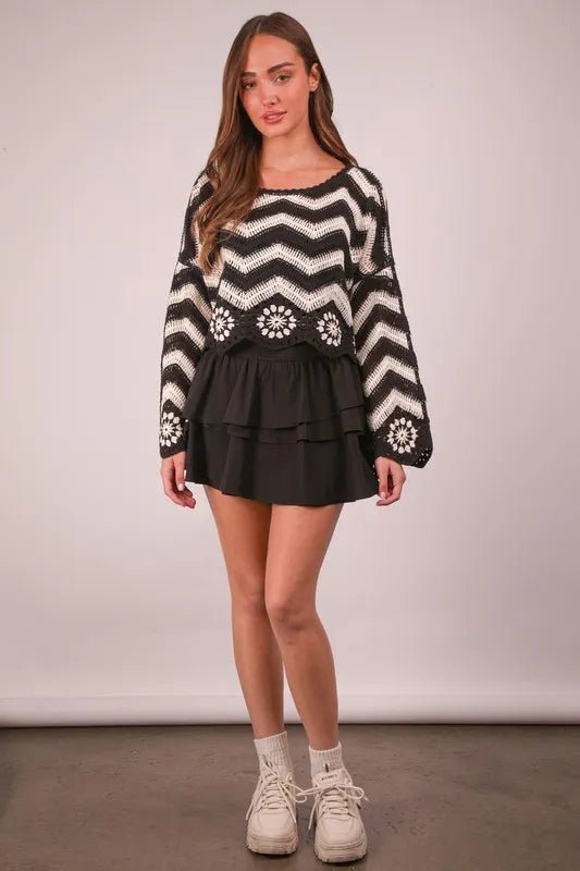 Very J - High Waist Ruffle Layer Skort – Black