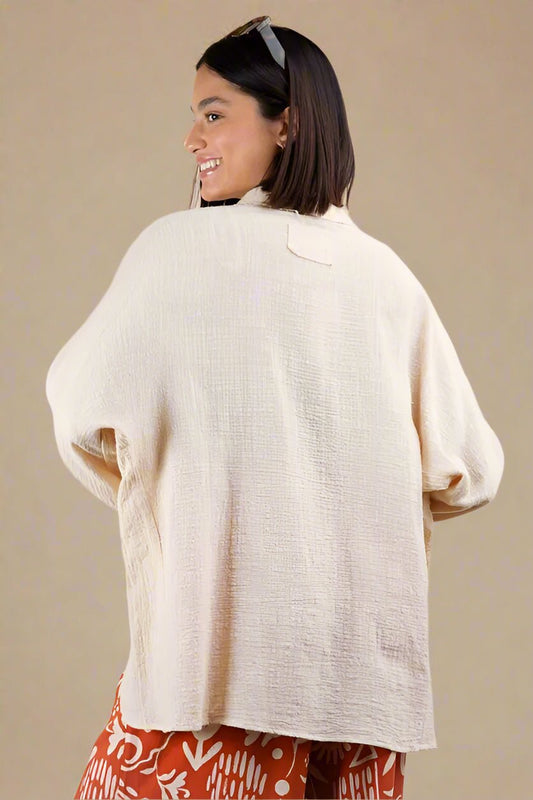 Very J - Plus Size Natural Cream Textured Button - Down Shirt