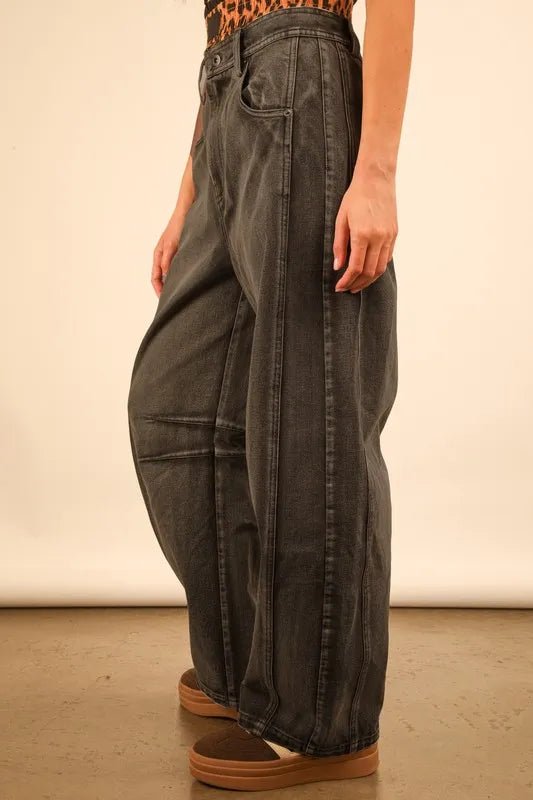 Very J - Washed Black Wide Leg Jeans