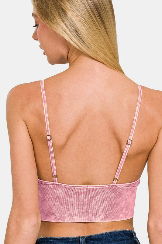Washed Ribbed Cropped Cami in Ash PinkCamisoleZenana