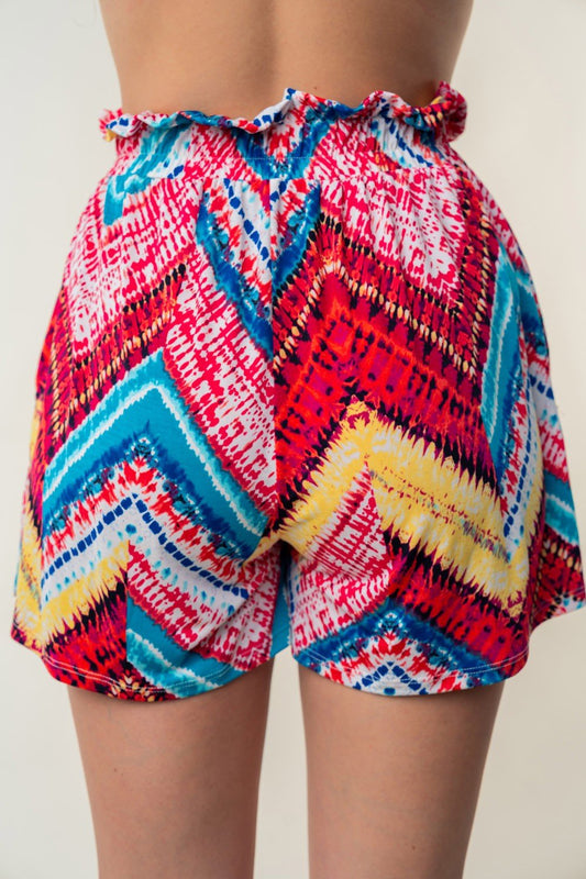 White Birch - Multicolor High Waisted Printed Shorts