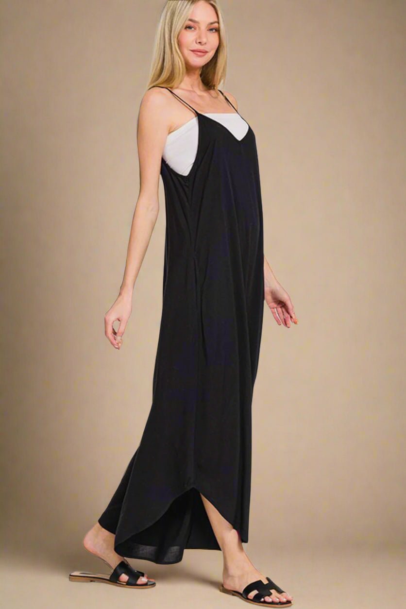 Zenana - Black Sleeveless Wide Leg Jumpsuit with Pockets