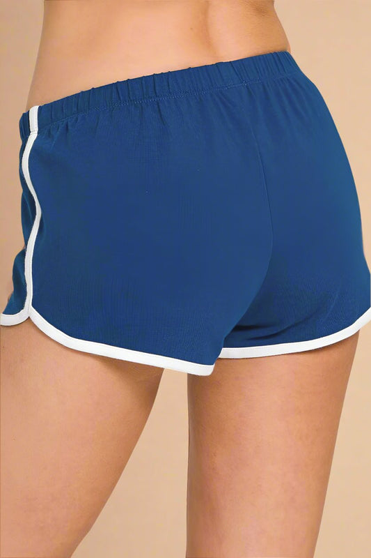Zenana - Cobalt Blue Retro Trim Shorts