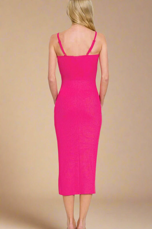 Zenana - Hot Pink Bodycon Midi Tank Dress