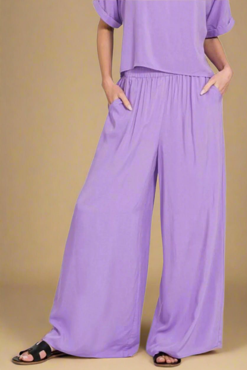 Zenana - Lavender Wide Leg Pant Set