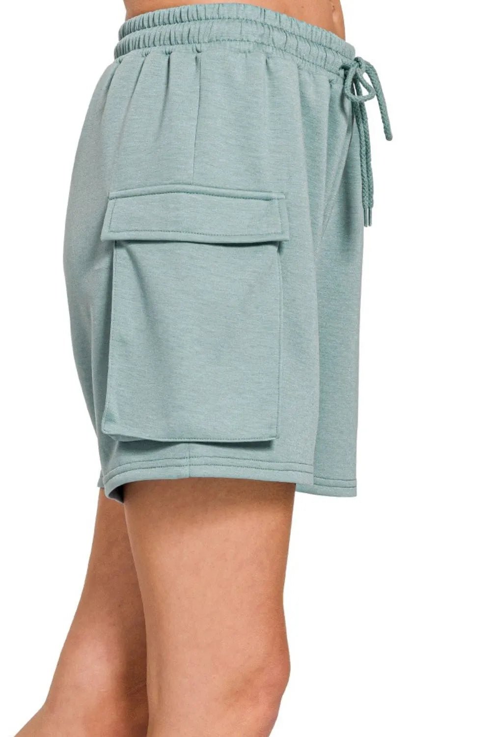 Zenana - Sage Green Pocket Lounge Shorts