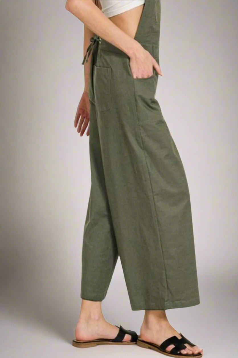 Zenana - Wide Leg Overalls – Olive Moss