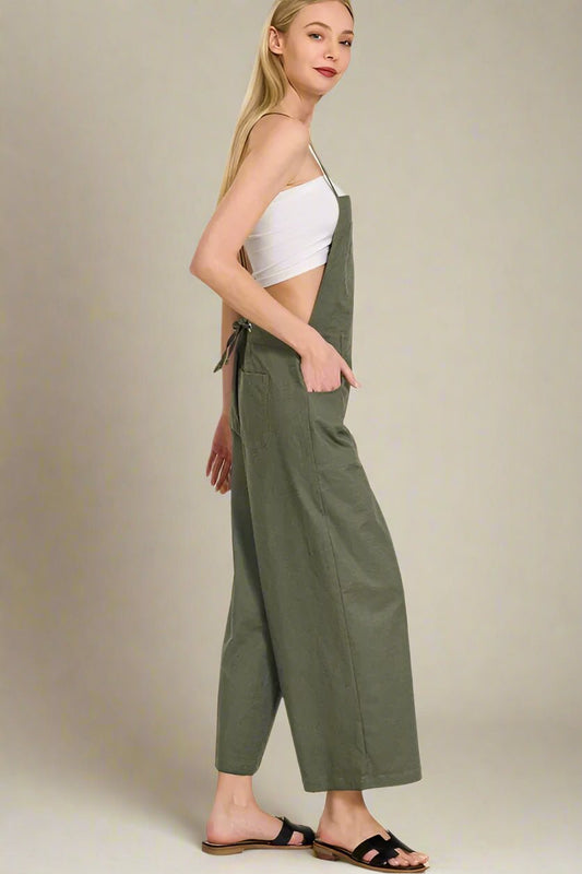 Zenana - Wide Leg Overalls – Olive Moss