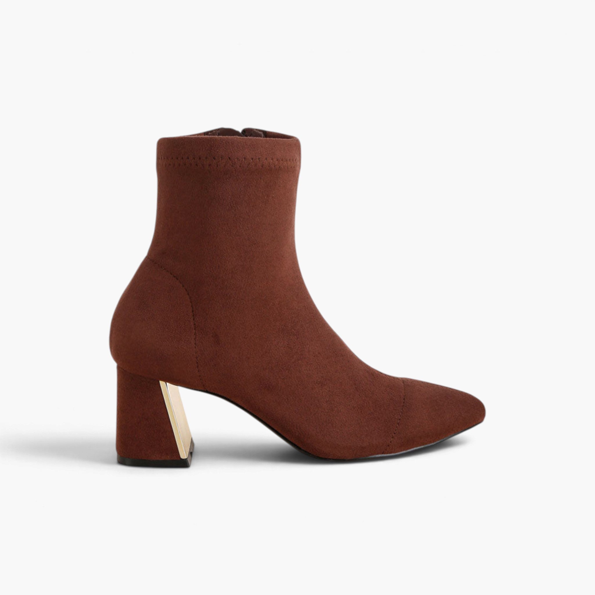 Metallic Accent Block Heel Ankle Boots