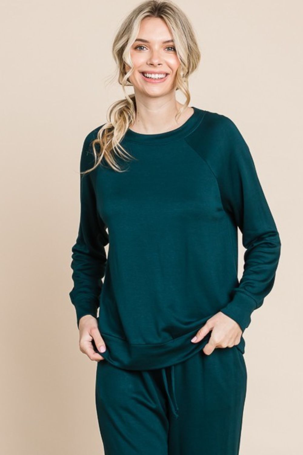 Hunter Green Long Sleeve Top & Pants Lounge Set