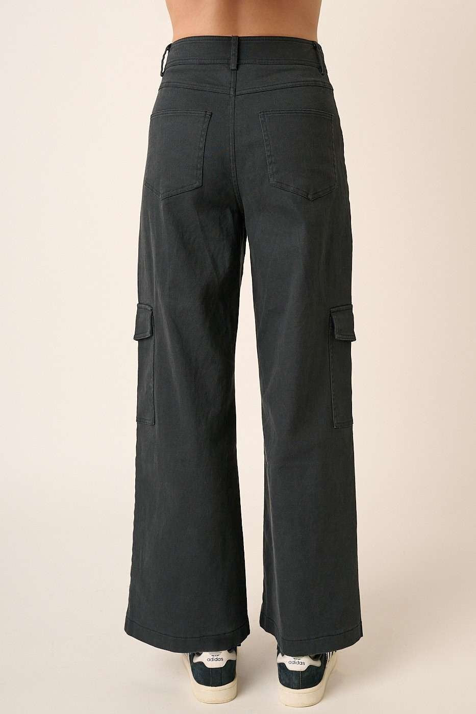 Black Wide Leg High Waist Cargo Pants