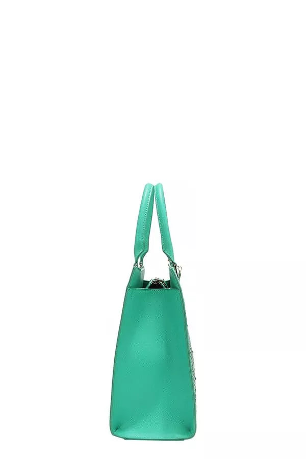 Green handbag on a white background