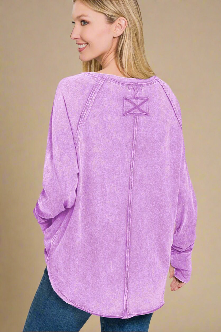 Long Sleeve Thumbhole T-Shirt in Lavender