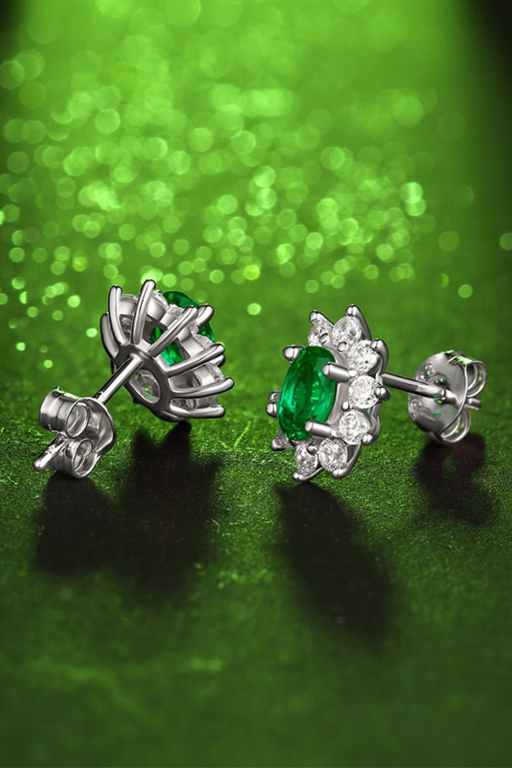 1 Carat Lab-Grown Emerald & Zircon Stud EarringsEarringsBeach Rose Co.