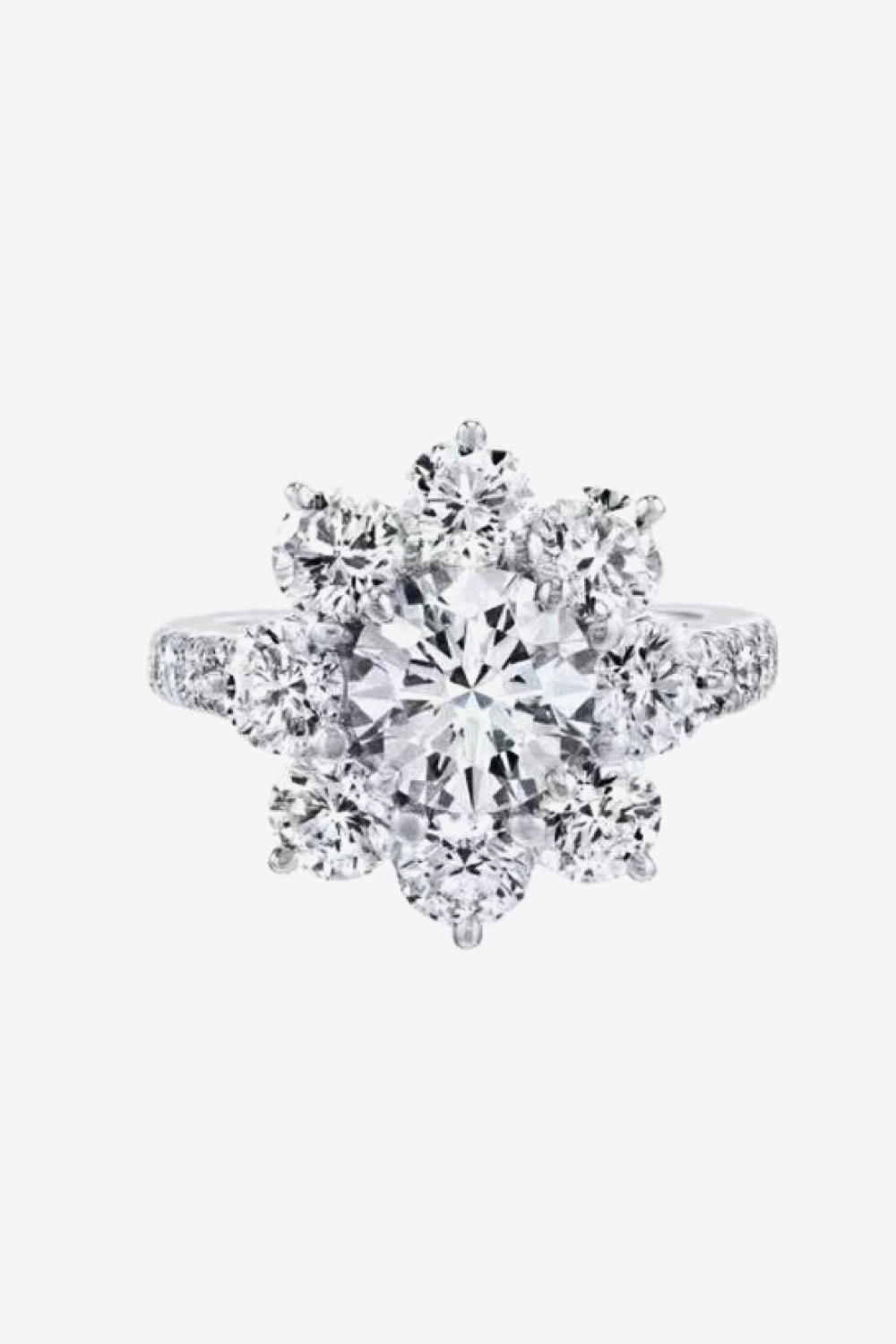 1 Carat Moissanite & Zircon Silver Flower RingRingBeach Rose Co.