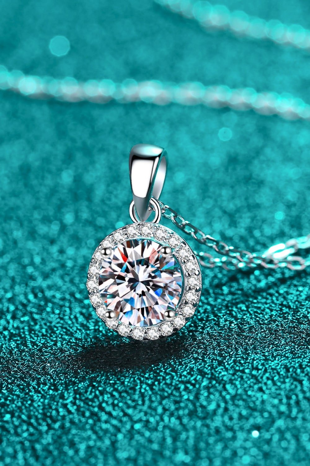 1 Carat Round Moissanite Silver Pendant NecklaceNecklaceAdored