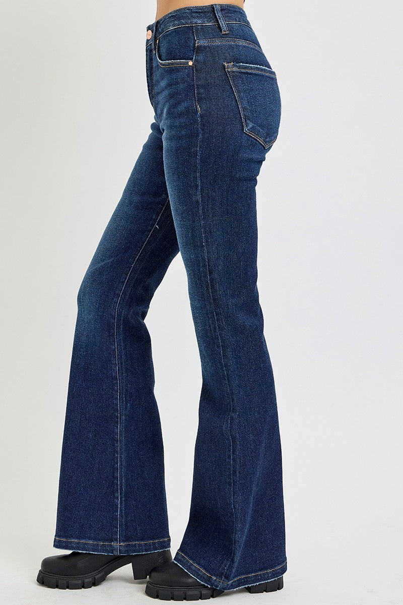 Dark Wash High Rise Flare Jeans