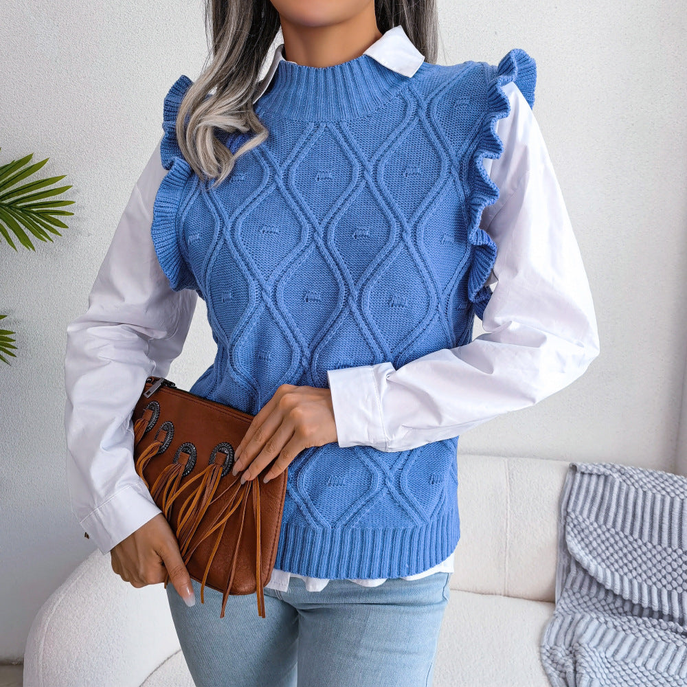 Ruffle Trim Sweater Vest