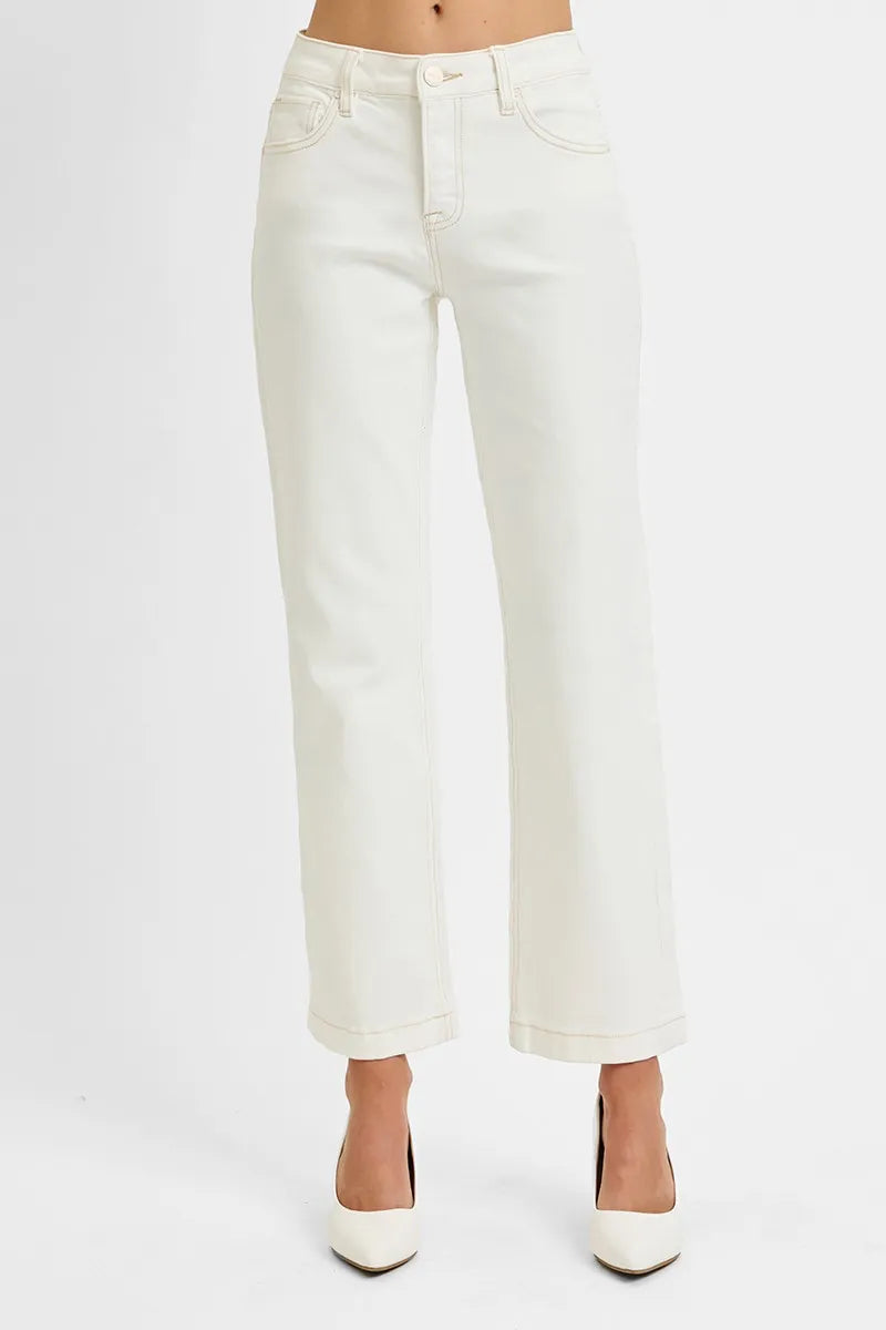 White jeans on a white background