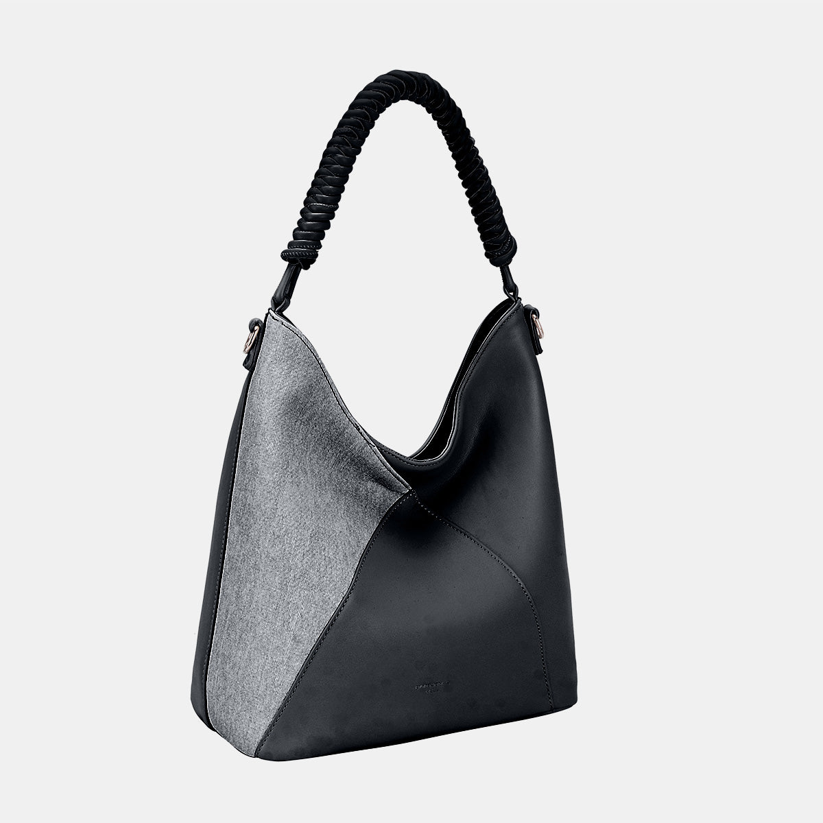 Clara Woven Handle Vegan Leather Hobo Bag