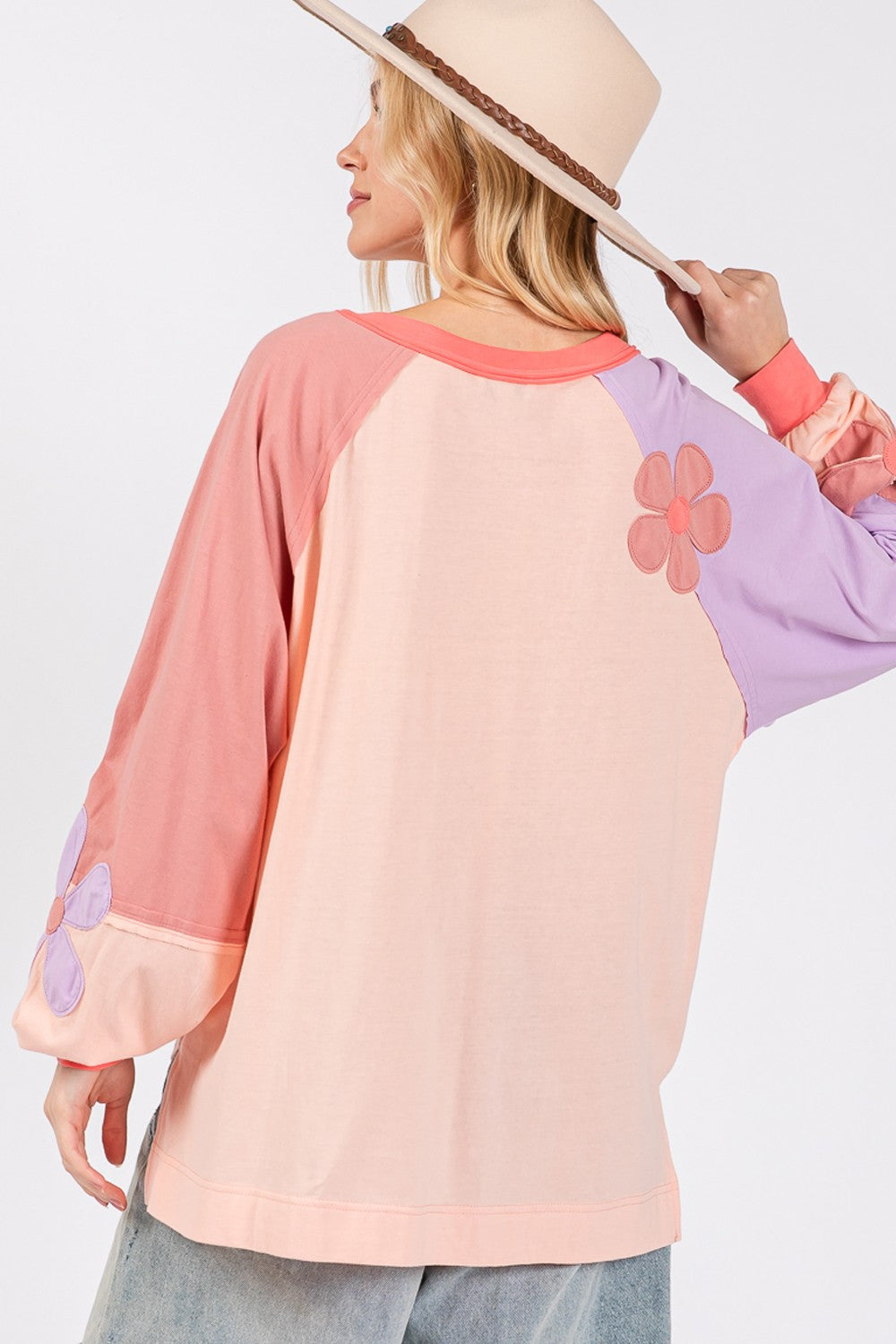 Daisy Patch Color Block Top in Blush