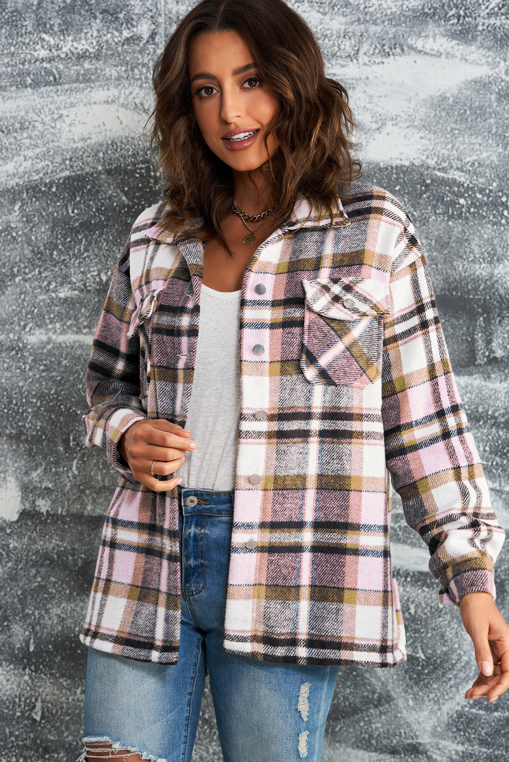 Plaid Button Front Flannel Shacket