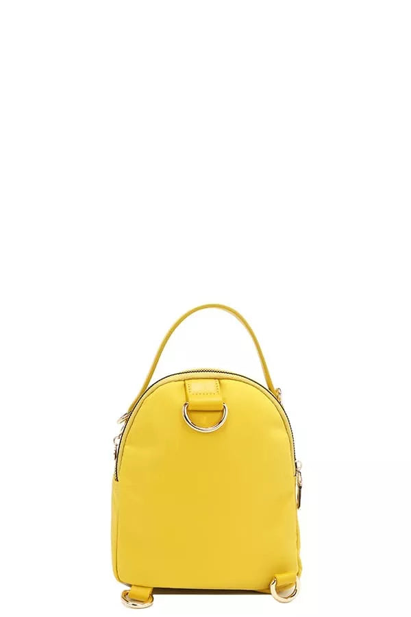 Yellow backpack on a white background