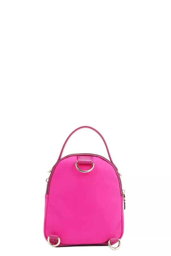 Pink backpack on a white background