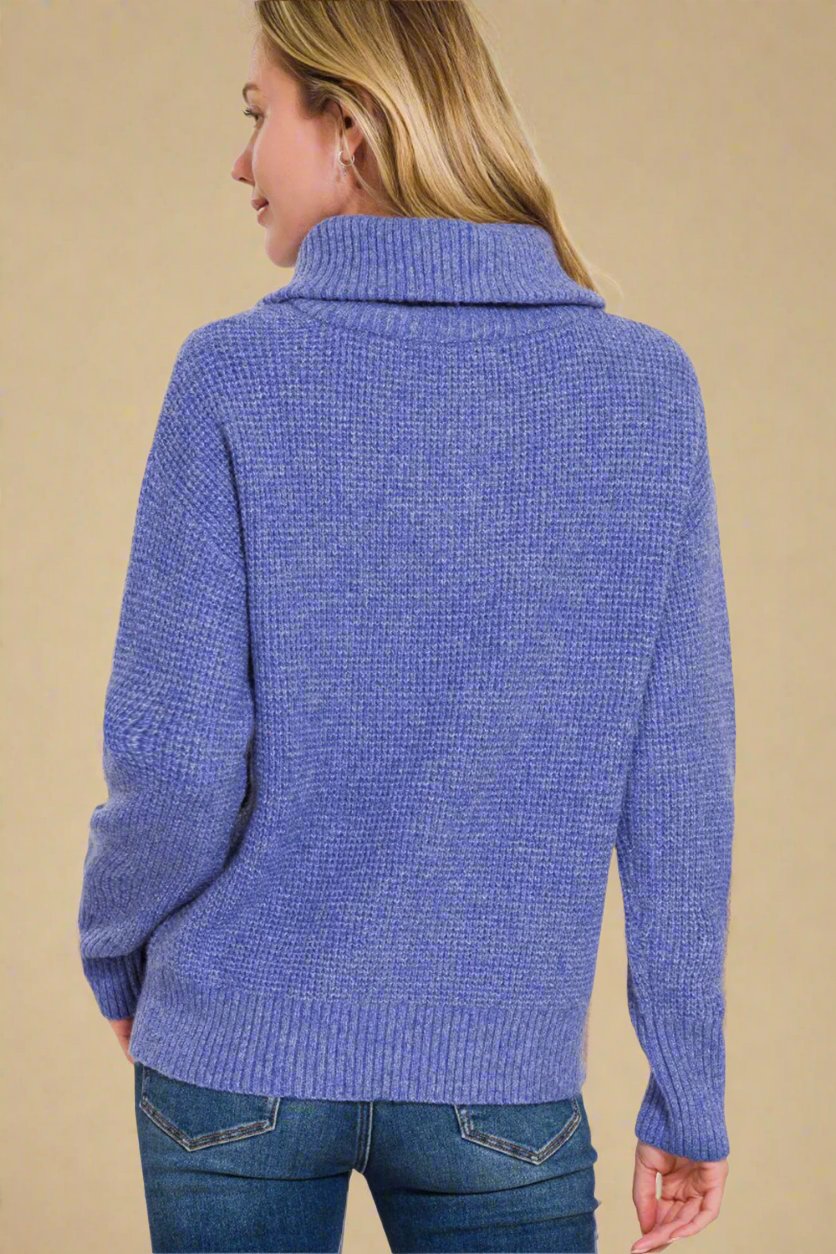 Half Zip Long Sleeve Sweater in Marlin