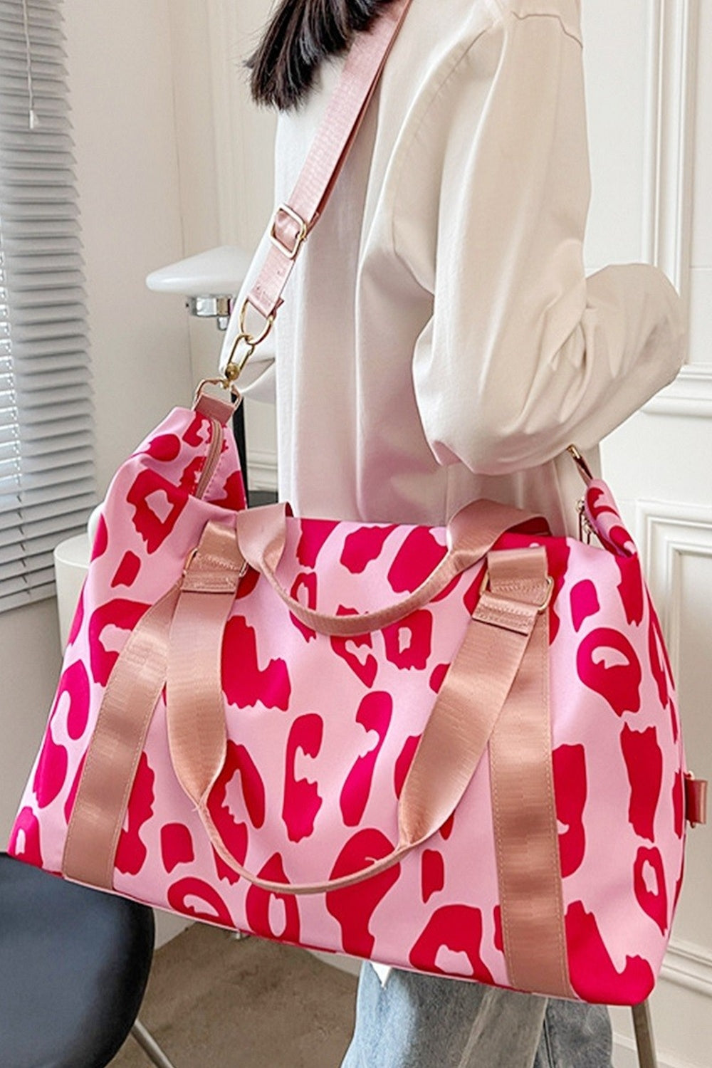 Pink Leopard Travel Duffle Bag