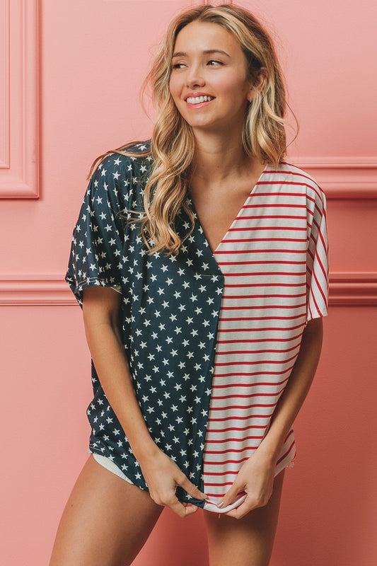 US Flag Theme Short Sleeve T-Shirt