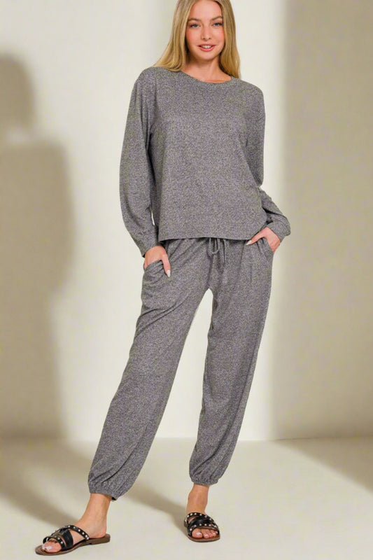 Crew Neck Long Sleeve T-Shirt and Joggers Set