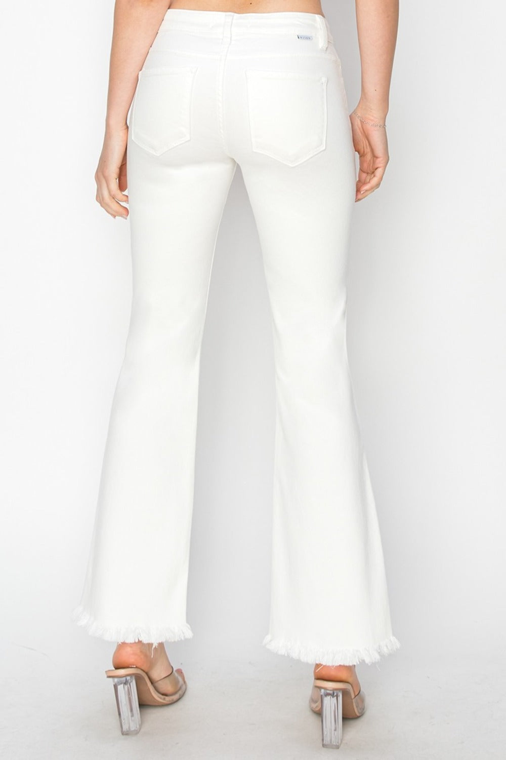 White Tummy Control Crop Flare Step Hem Jeans