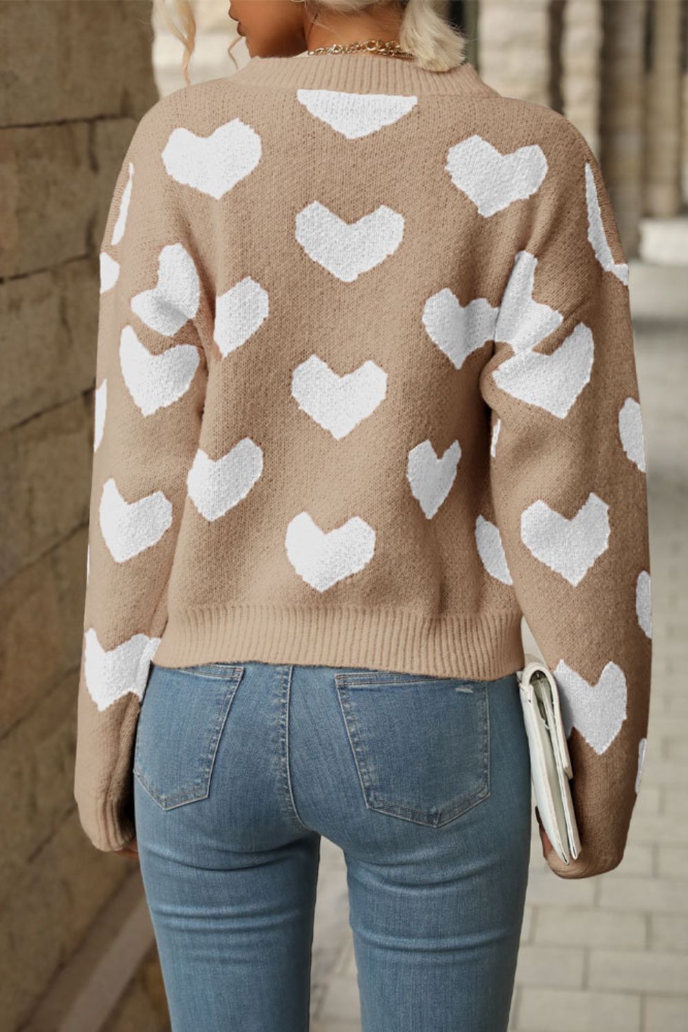 Heart Pattern Long Sleeve Sweater