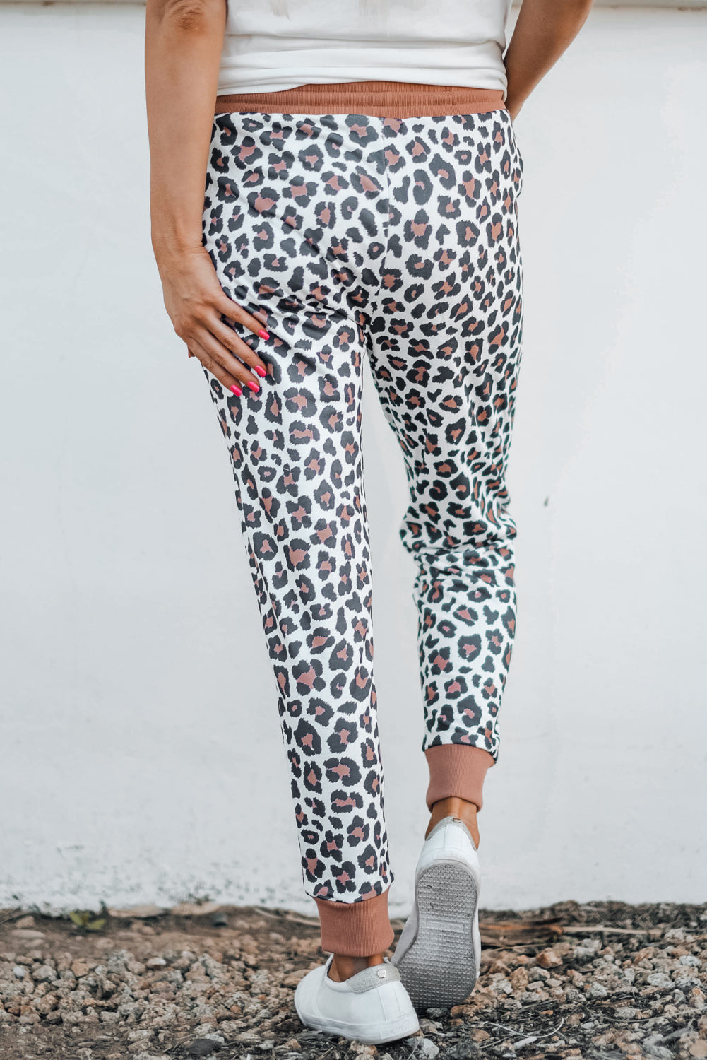 Leopard Print Elastic Waist Joggers