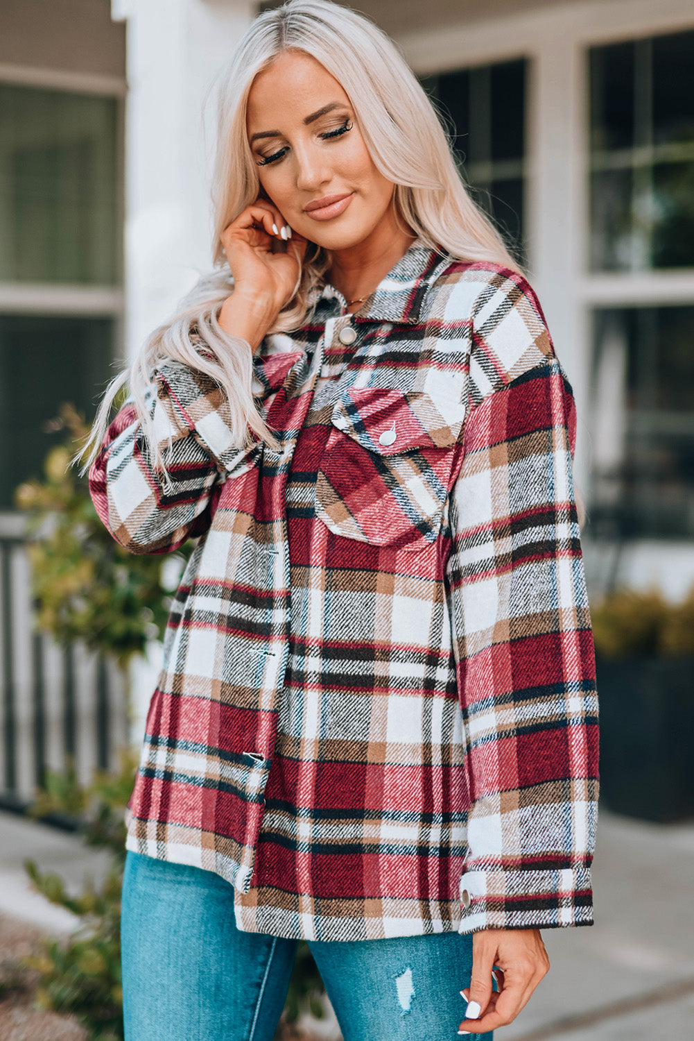 Plaid Button Front Flannel Shacket