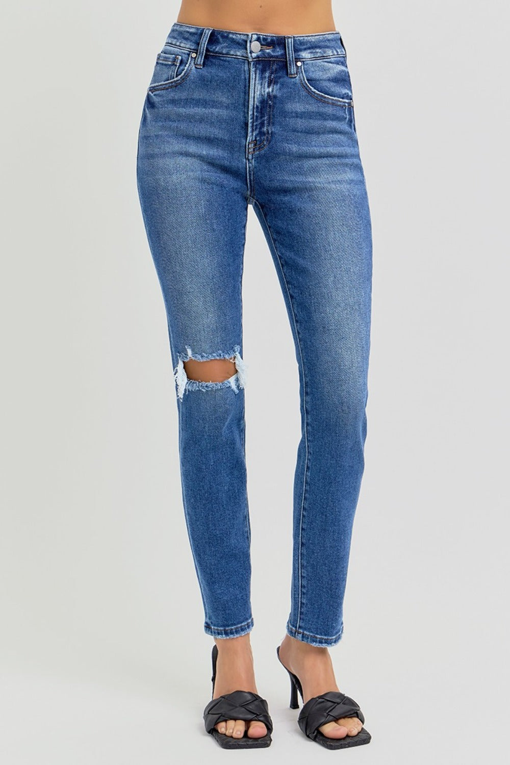 Dark Wash High Rise Ankle Skinny Jeans