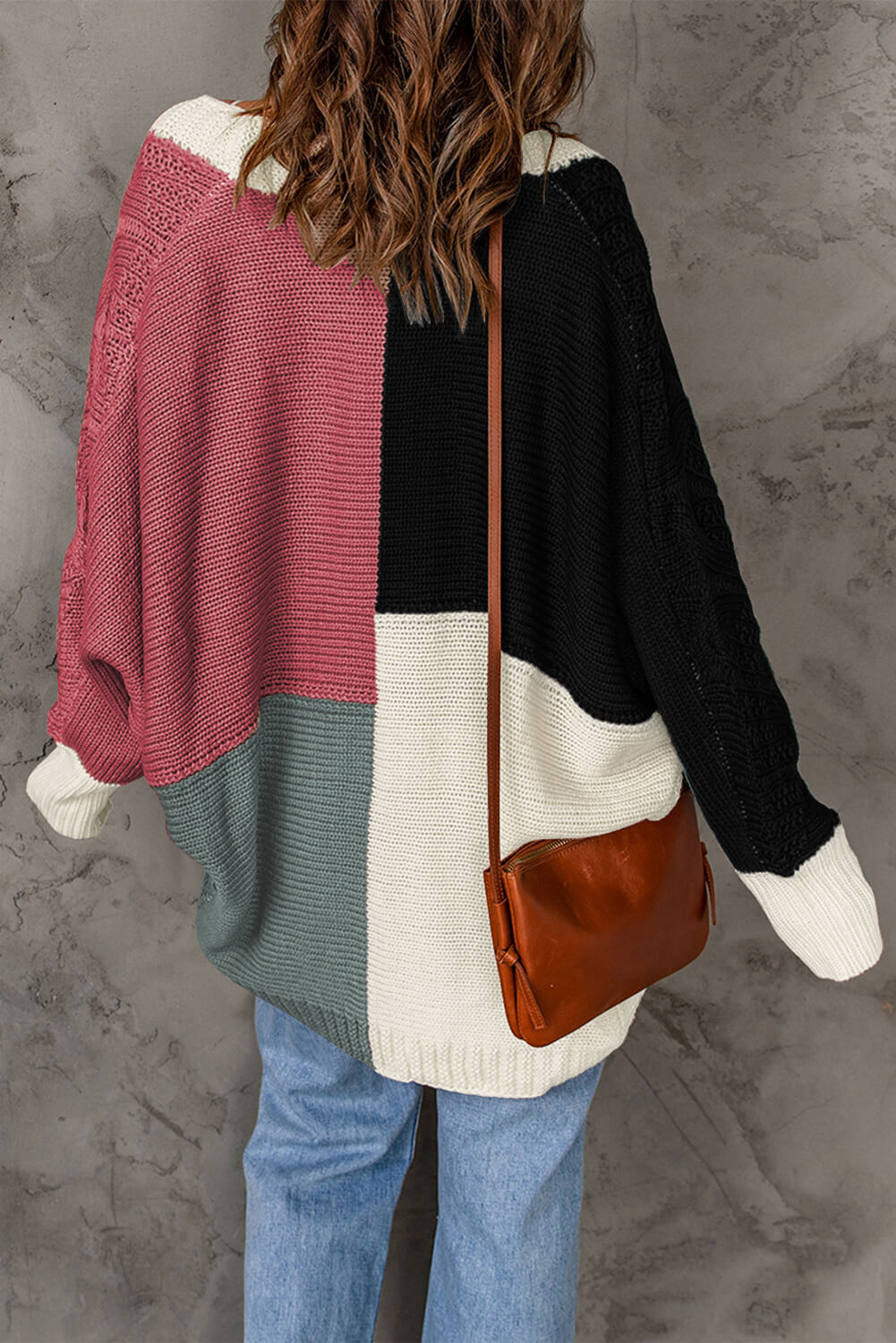 Color Block Cable-Knit Cardigan