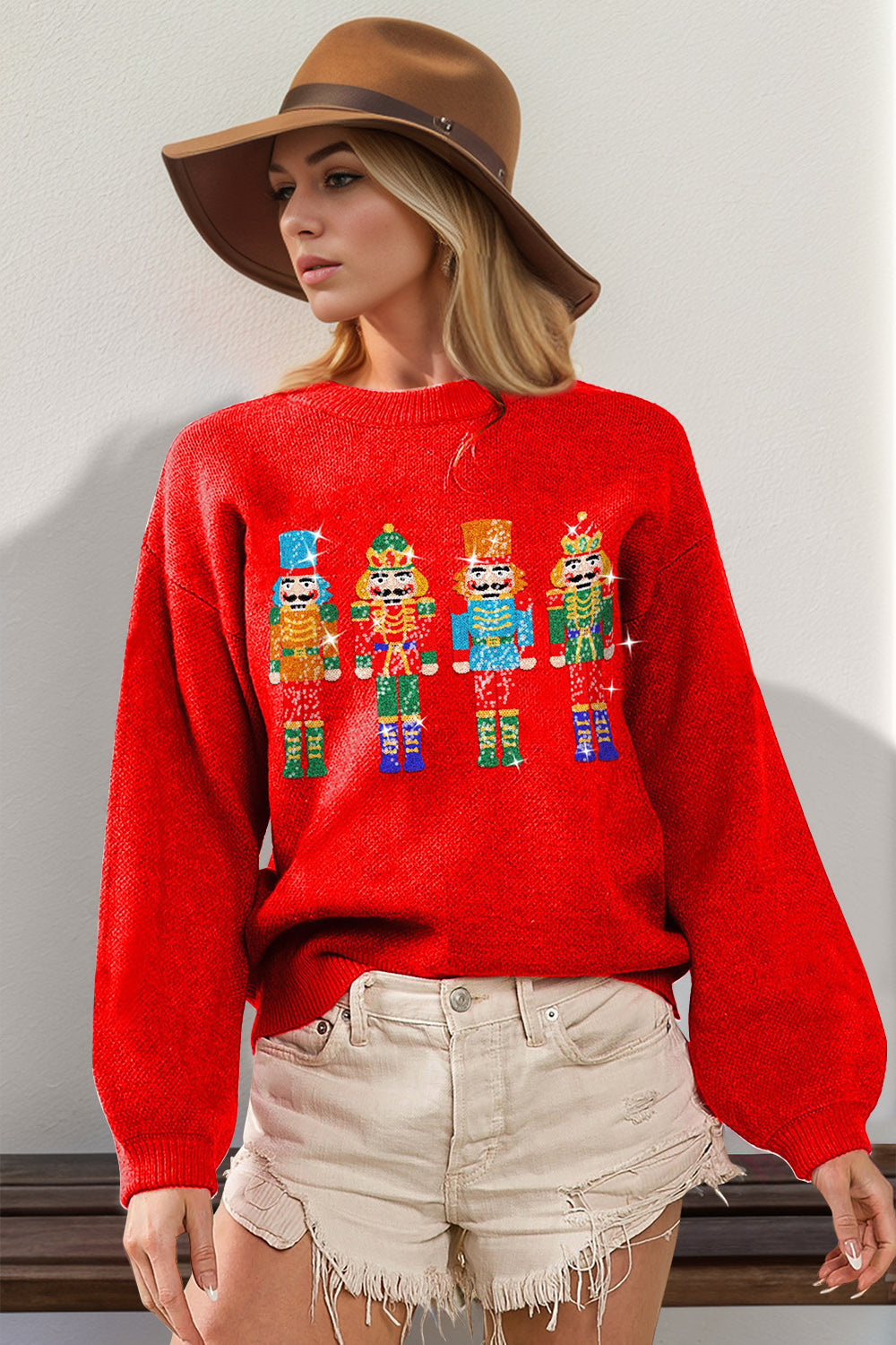 Sequin Nutcracker Long Sleeve Sweater