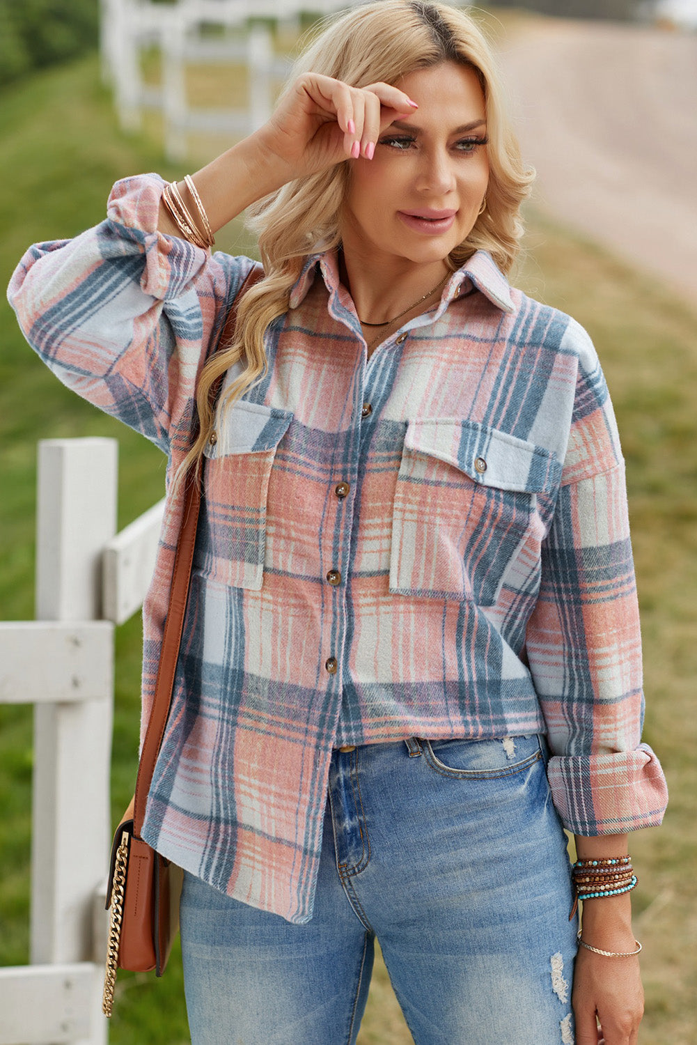 Plaid Button Front Shacket