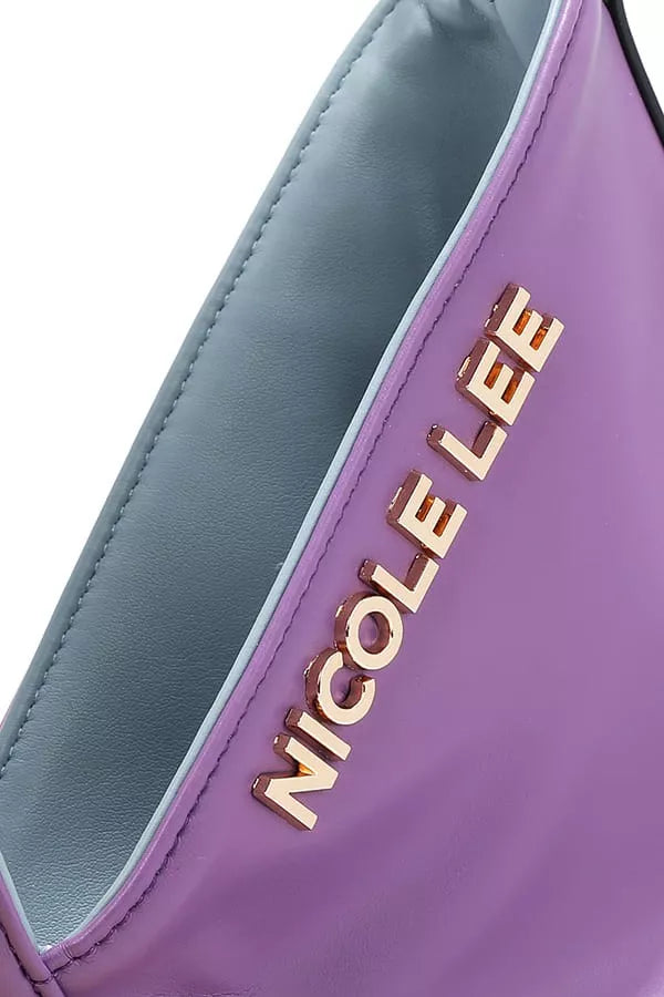 Purple bag with 'NICOLE LEE' branding on a white background