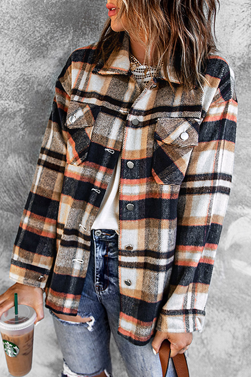 Plaid Button Front Flannel Shacket