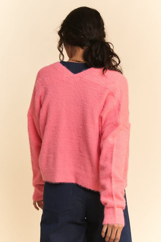 Open Front Cardigan in Strawberry