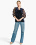 Navy Velvet & Lace Baby Doll Top
