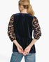 Navy Velvet & Lace Baby Doll Top