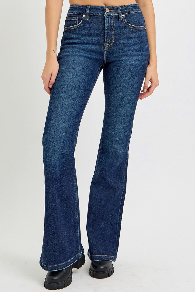 Dark Wash High Rise Flare Jeans