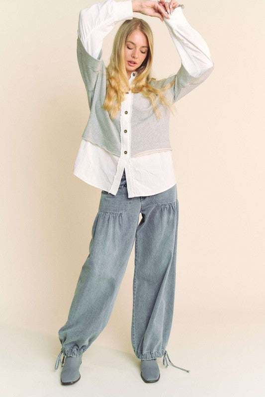 Heather Gray Layered Look French Terry Shirt