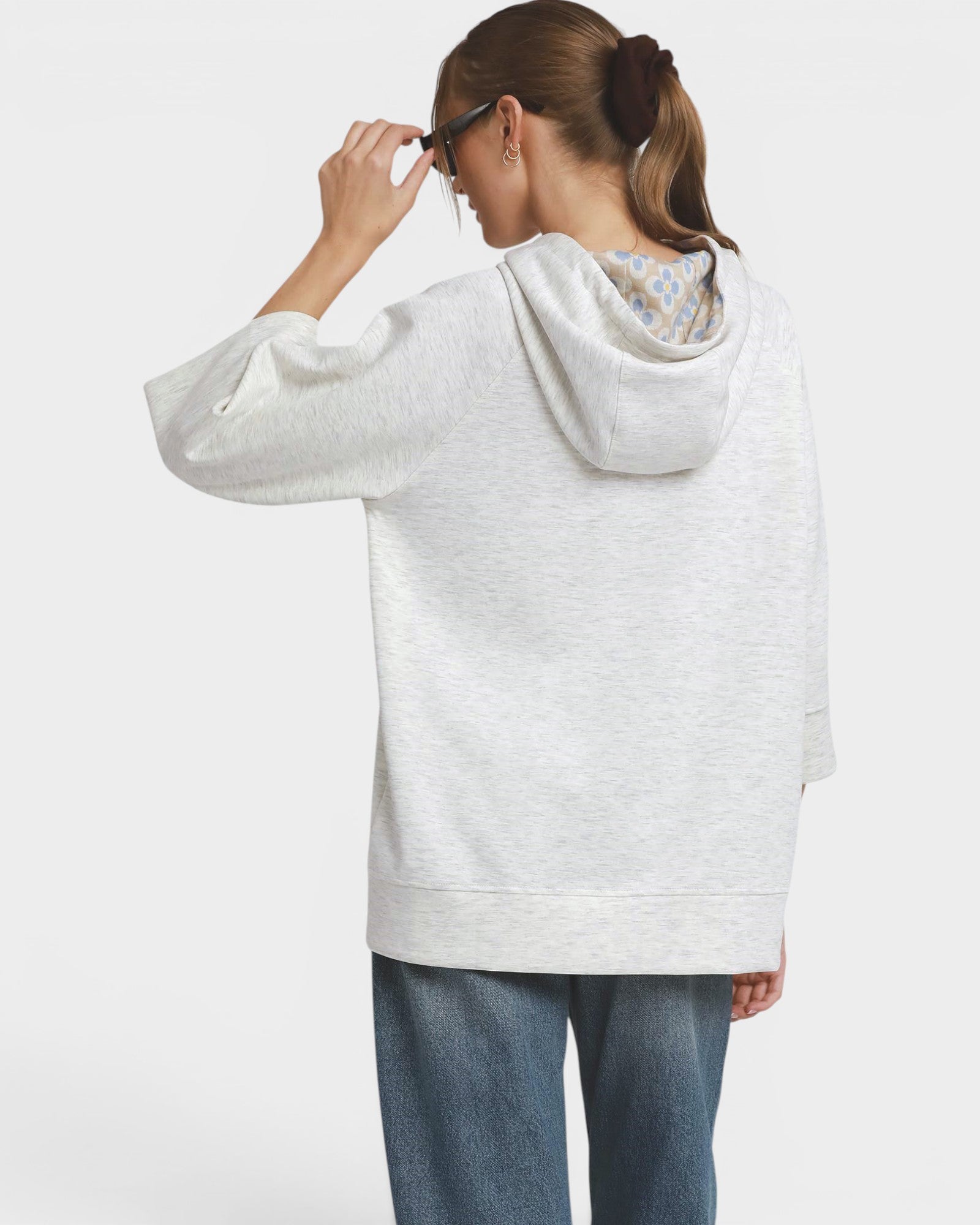 Heather White Hooded Pullover