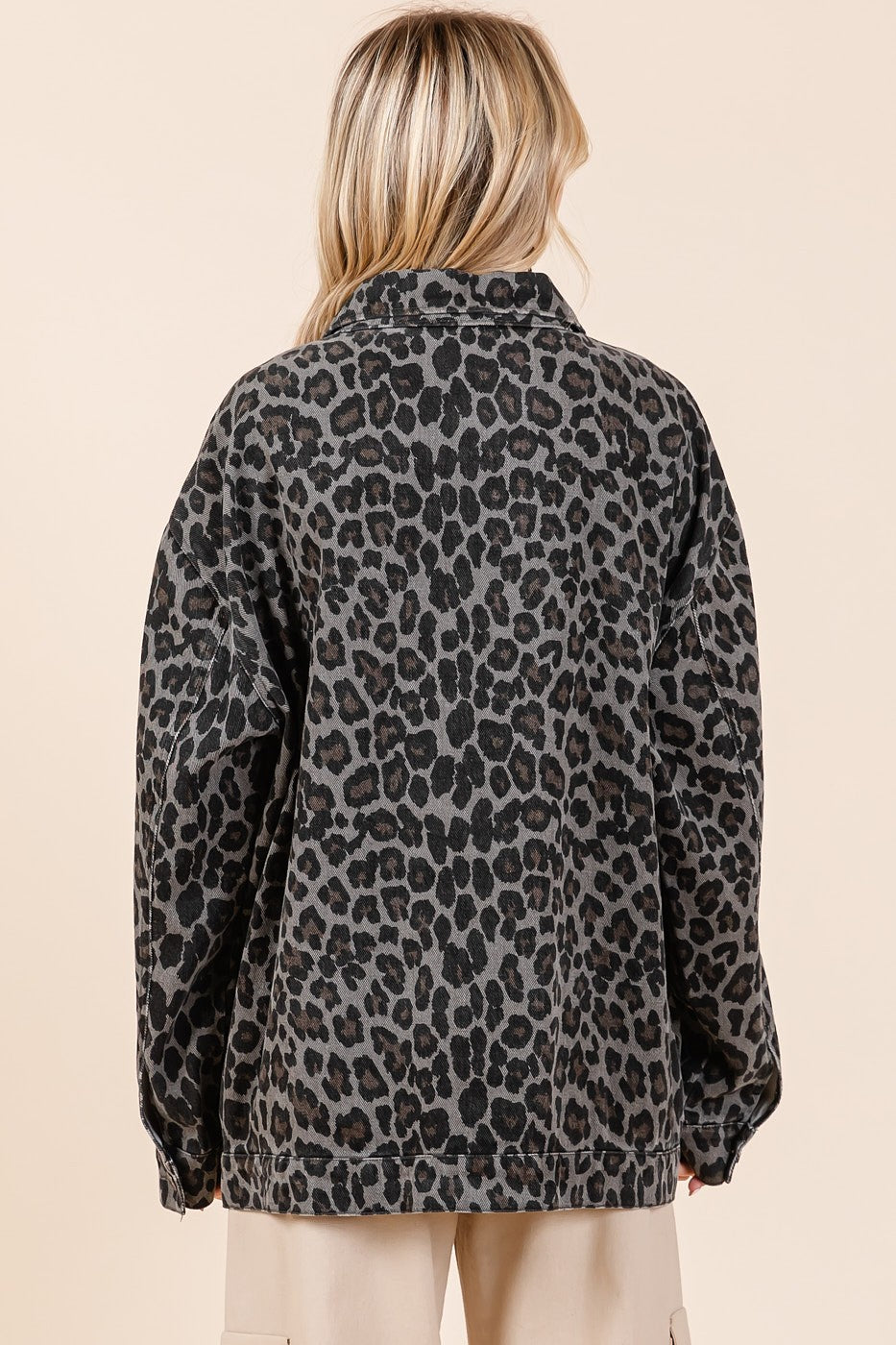 Leopard Print Button Up Denim Shacket