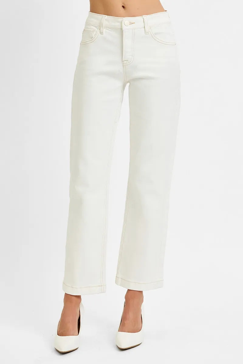 White jeans on a white background